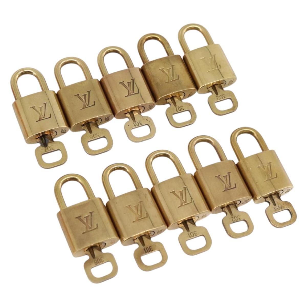 LOUIS VUITTON Padlock Metal 10 Set Gold Tone LV Auth 205896