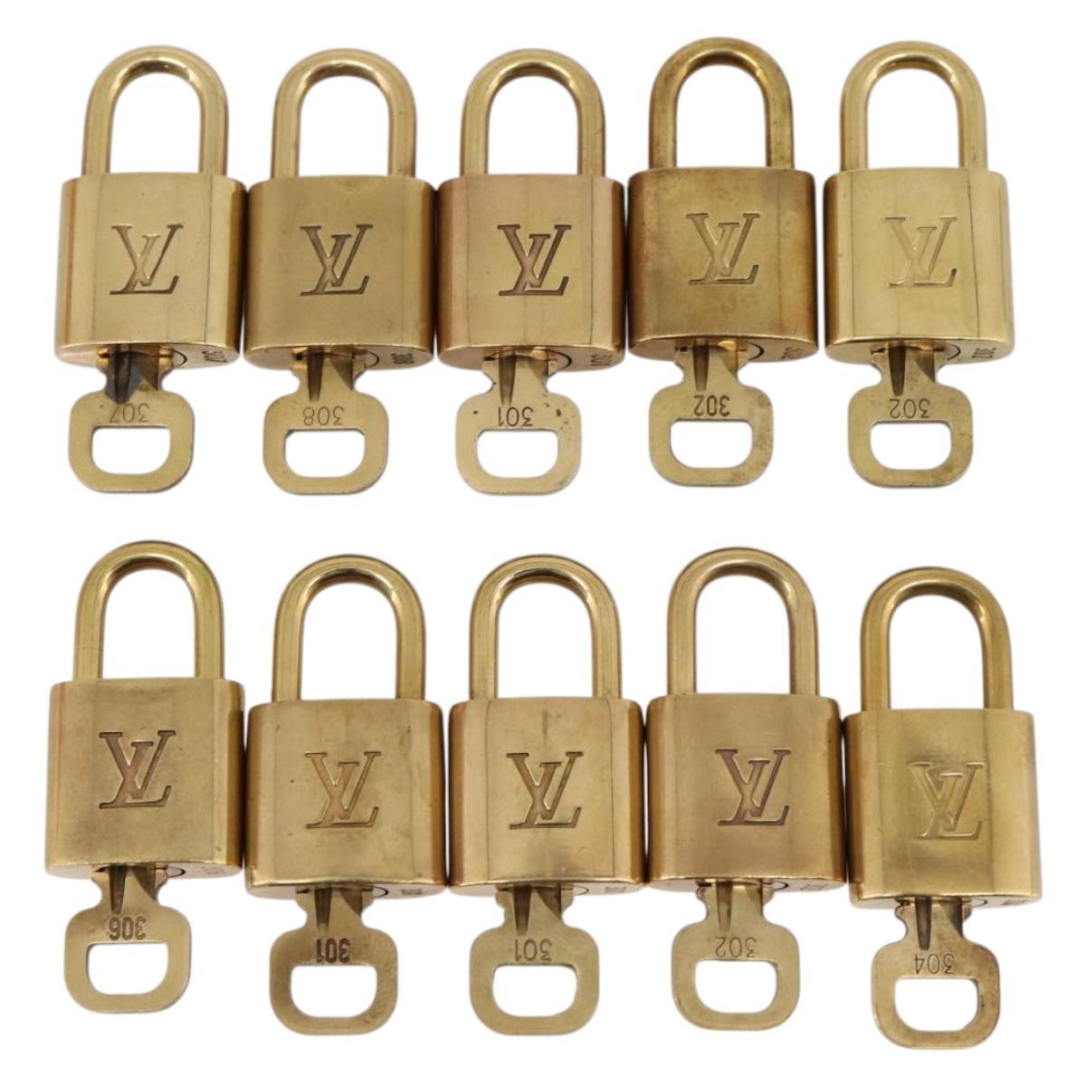LOUIS VUITTON Padlock Metal 10 Set Gold Tone LV Auth 205896