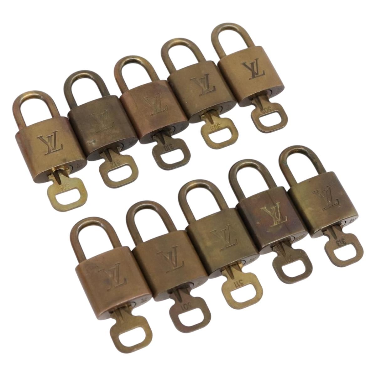 LOUIS VUITTON Padlock Metal 10 Set Gold Tone LV Auth 205897