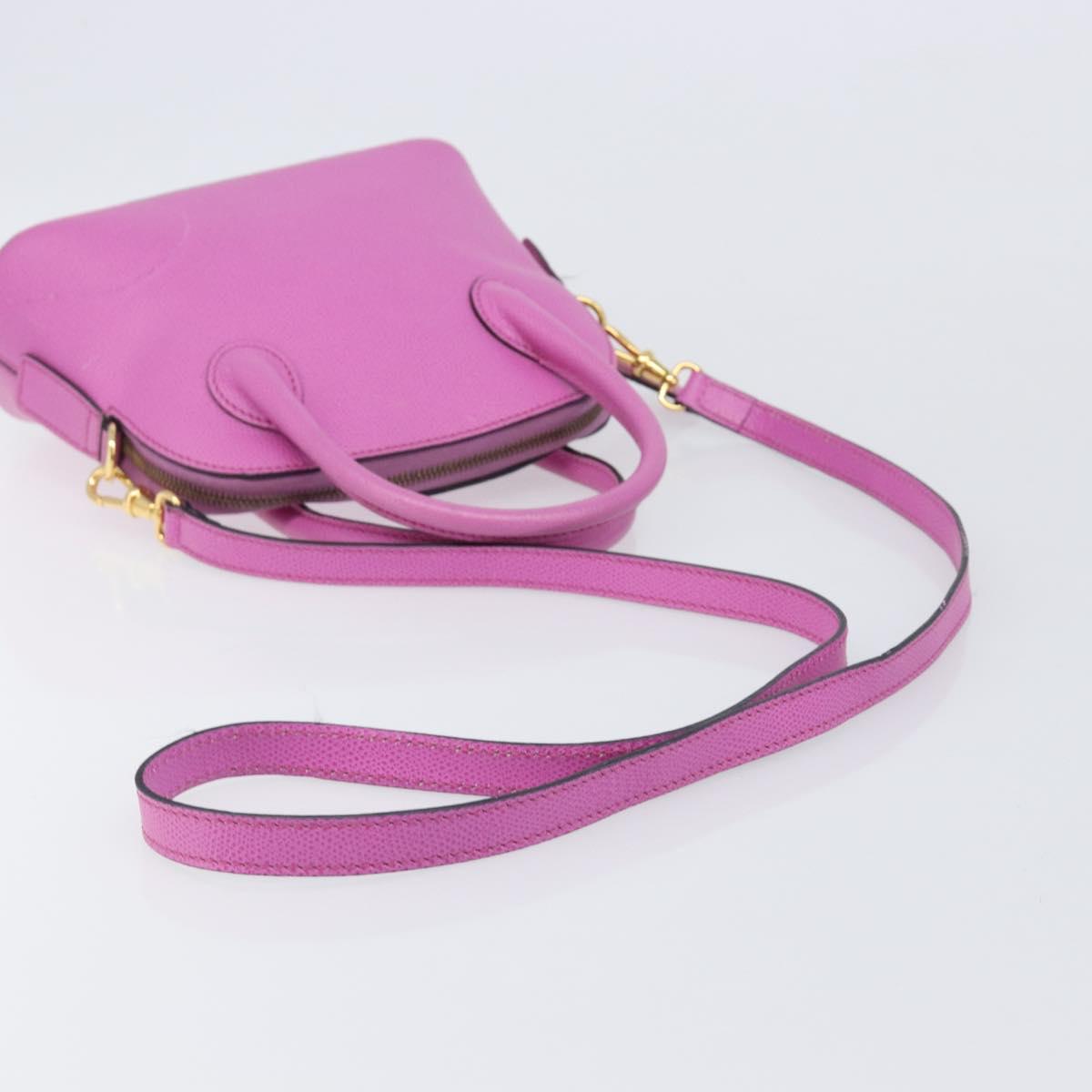 CELINE Hand Bag Leather 2way Pink Gold Tone Auth 205901A