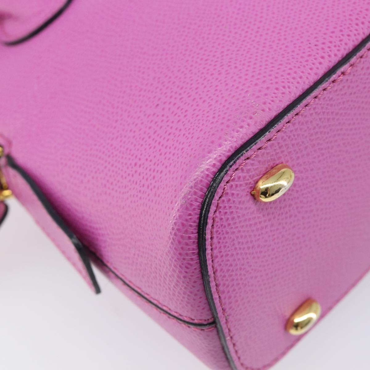 CELINE Hand Bag Leather 2way Pink Gold Tone Auth 205901A