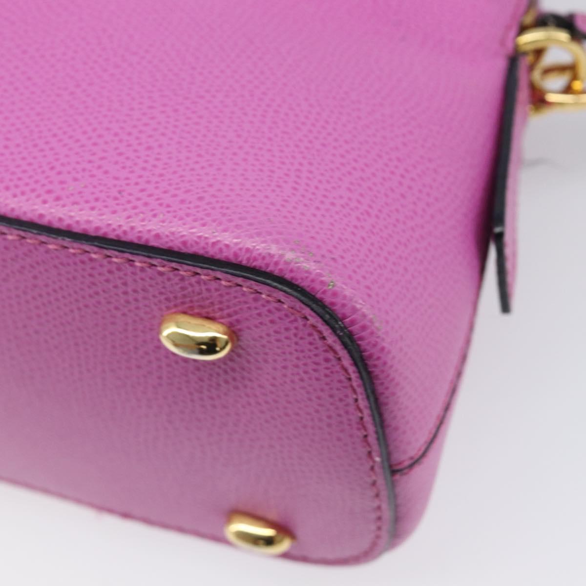 CELINE Hand Bag Leather 2way Pink Gold Tone Auth 205901A