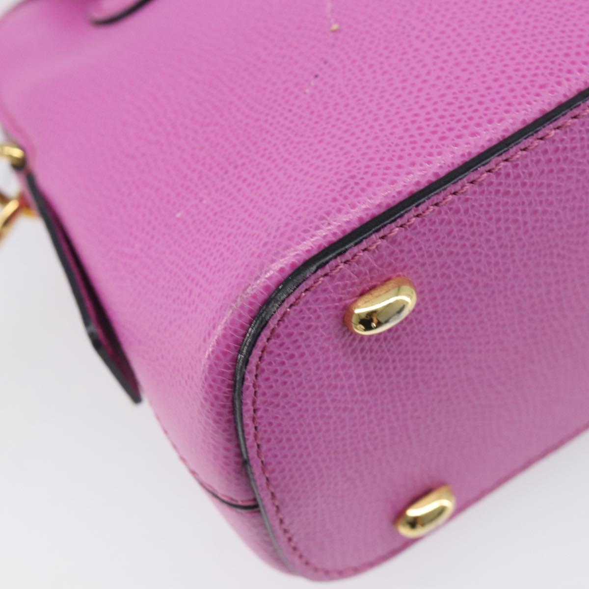 CELINE Hand Bag Leather 2way Pink Gold Tone Auth 205901A