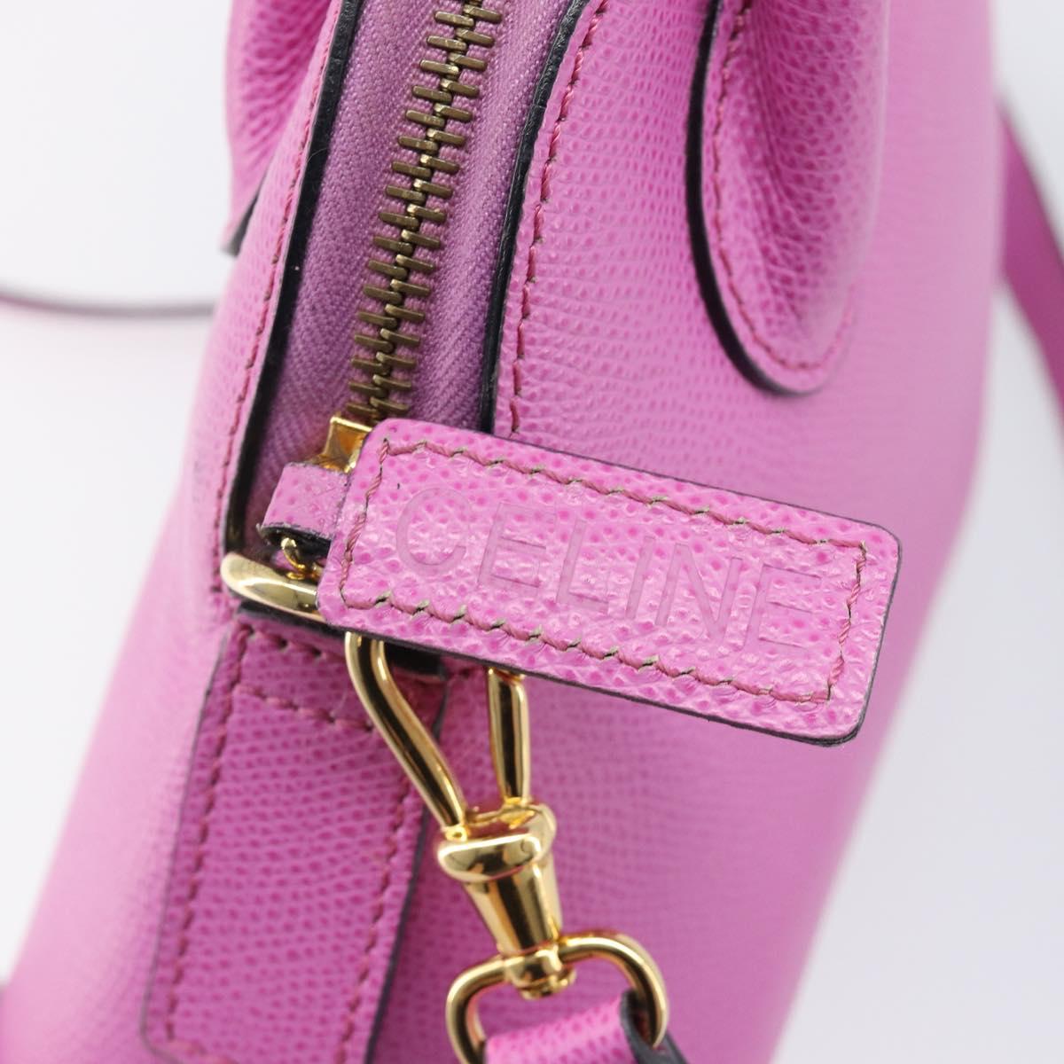 CELINE Hand Bag Leather 2way Pink Gold Tone Auth 205901A