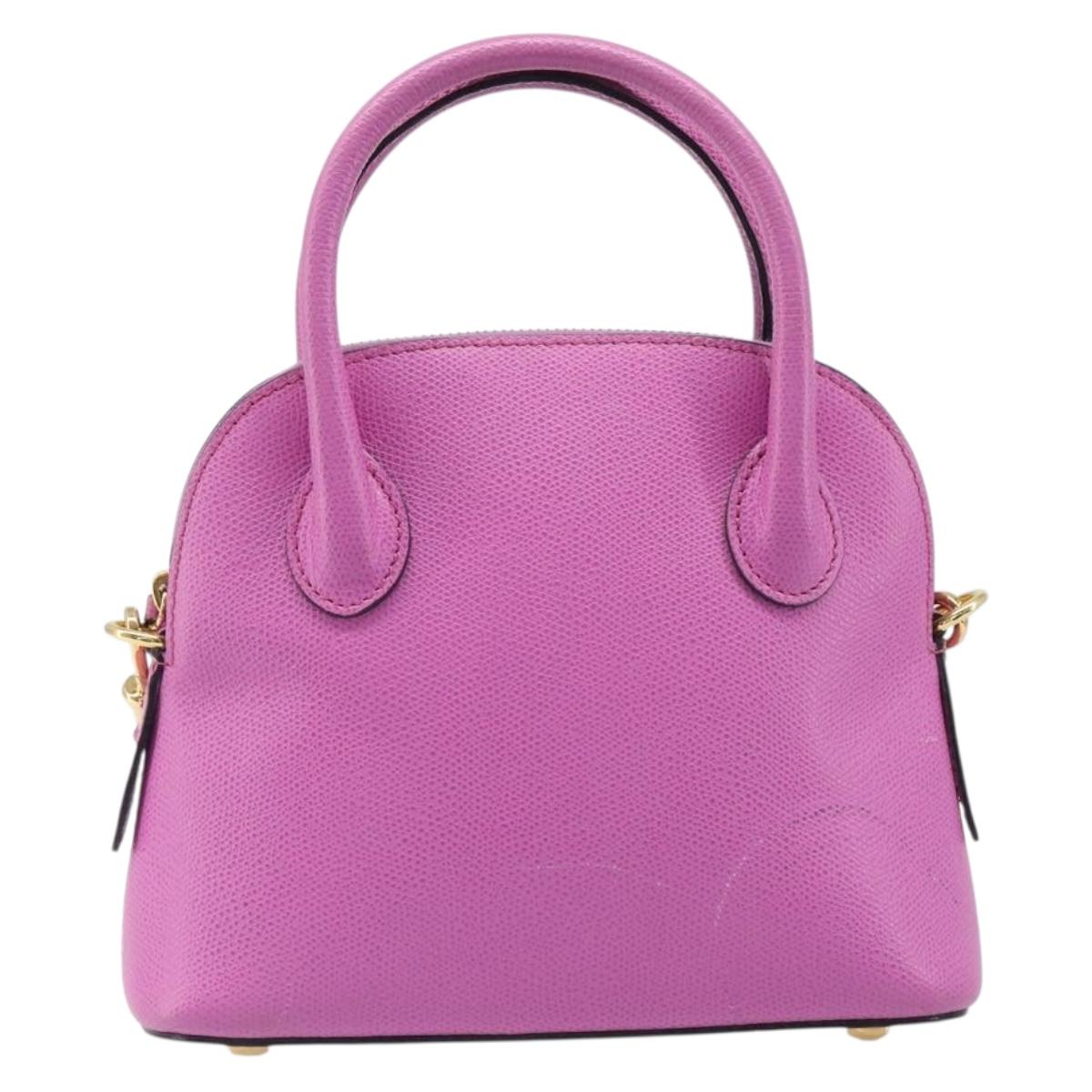 CELINE Hand Bag Leather 2way Pink Gold Tone Auth 205901A