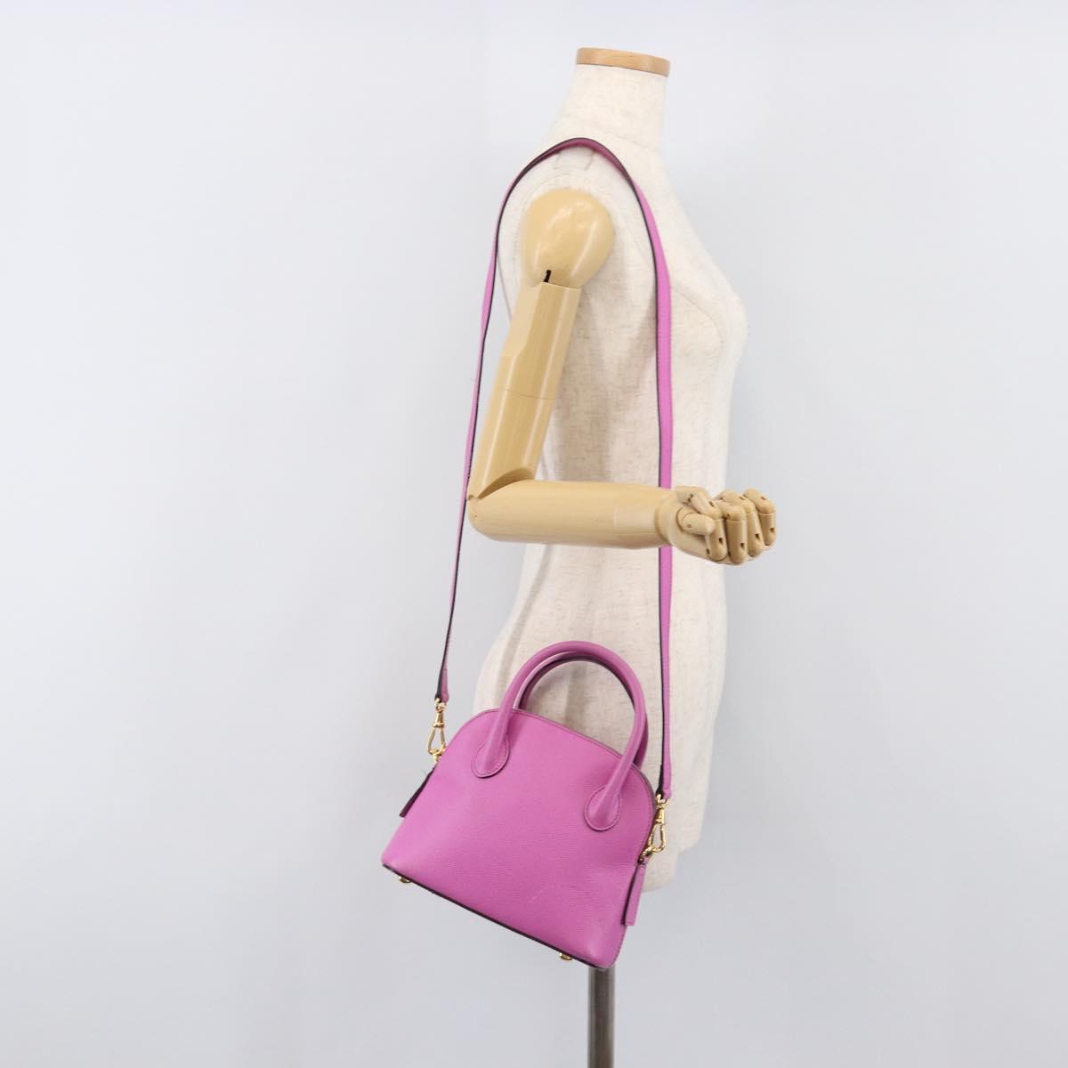 CELINE Hand Bag Leather 2way Pink Gold Tone Auth 205901A