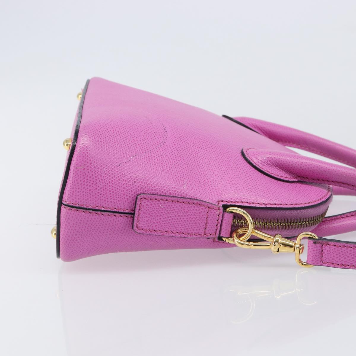 CELINE Hand Bag Leather 2way Pink Gold Tone Auth 205901A