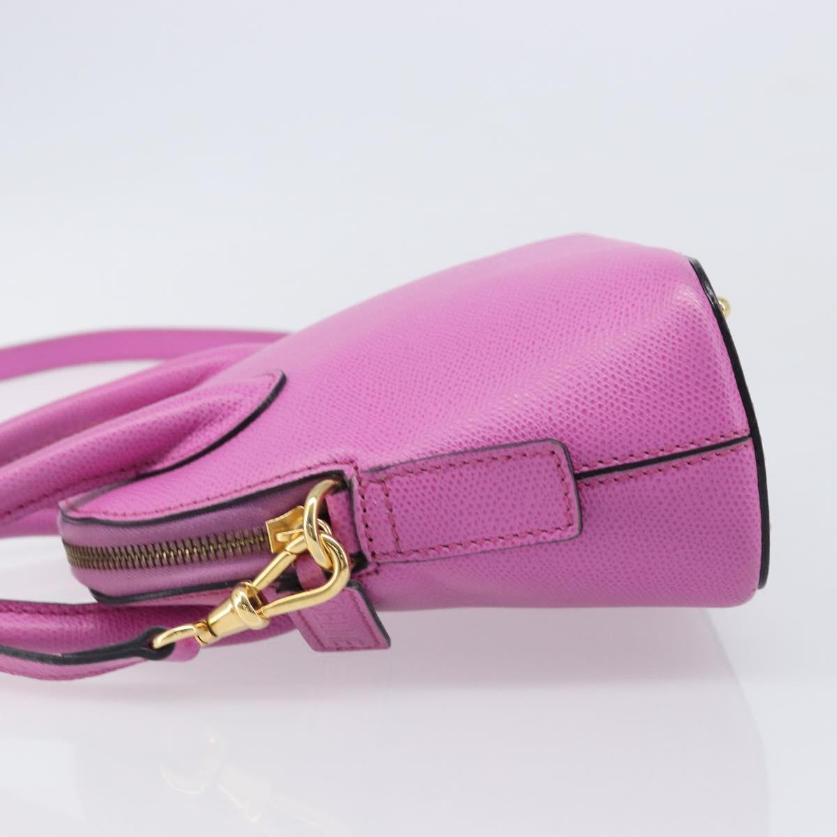 CELINE Hand Bag Leather 2way Pink Gold Tone Auth 205901A