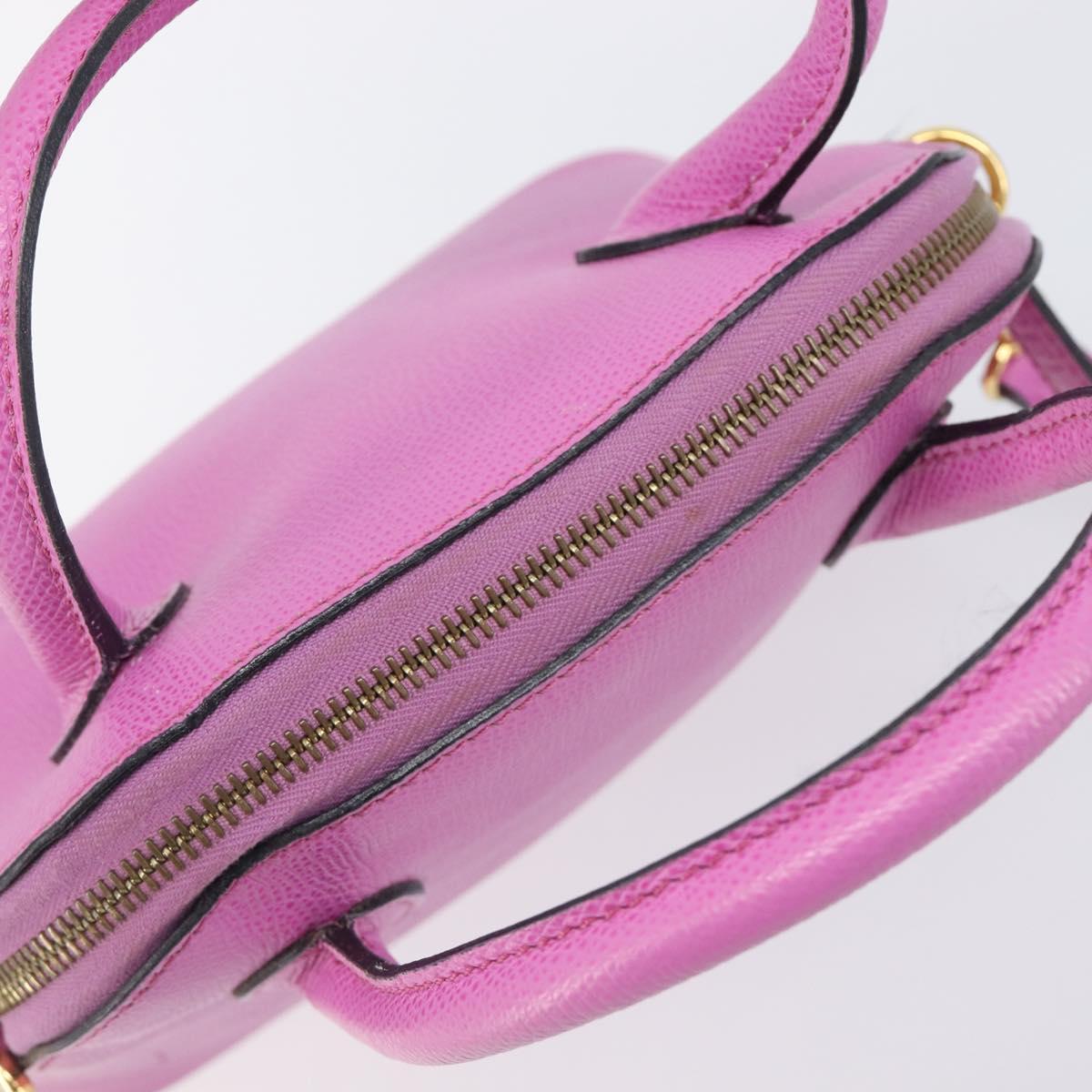 CELINE Hand Bag Leather 2way Pink Gold Tone Auth 205901A