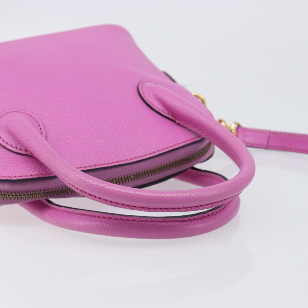 CELINE Hand Bag Leather 2way Pink Gold Tone Auth 205901A