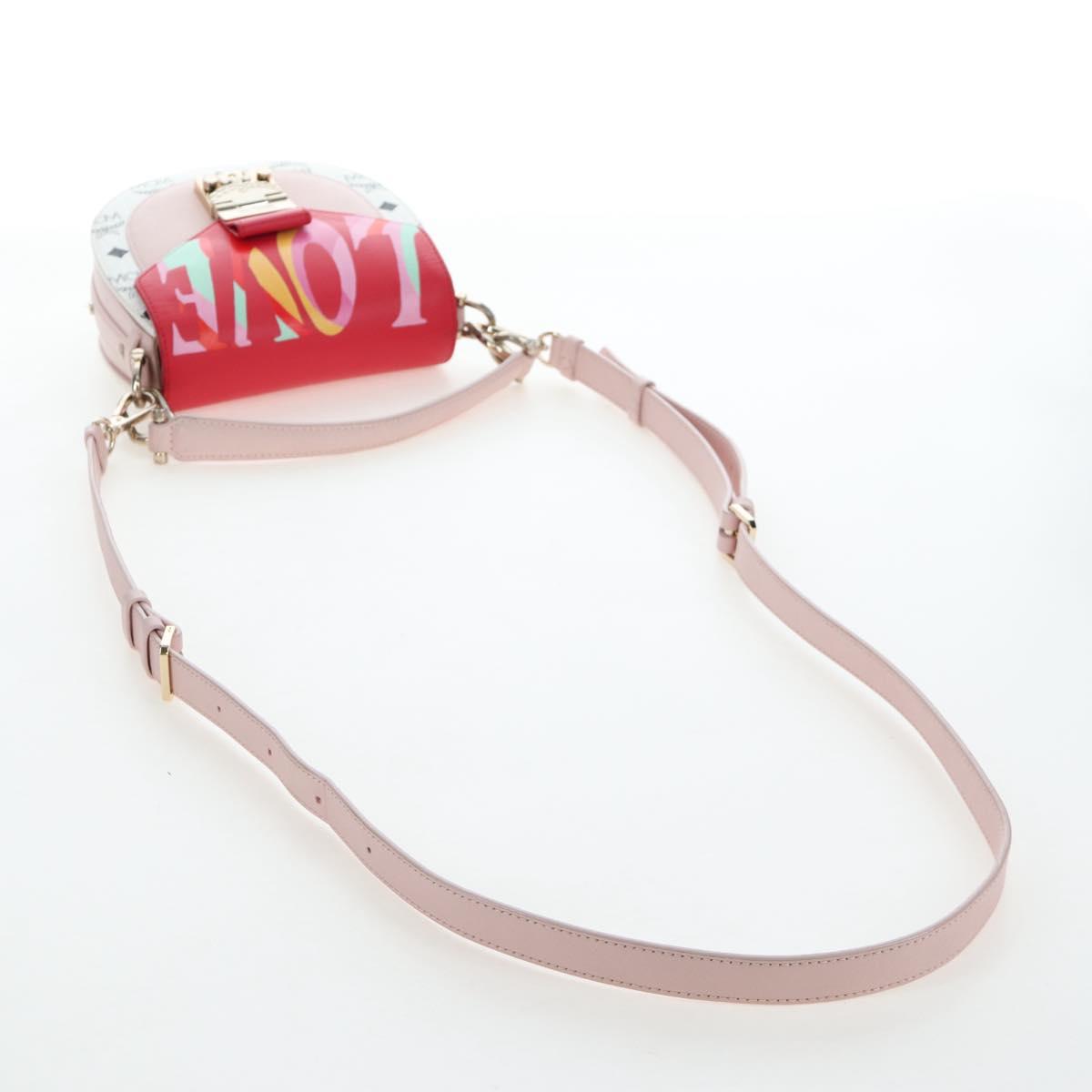 MCM Vicetos Tracy Shoulder Bag PVC Leather Pink Silver Auth 205914V