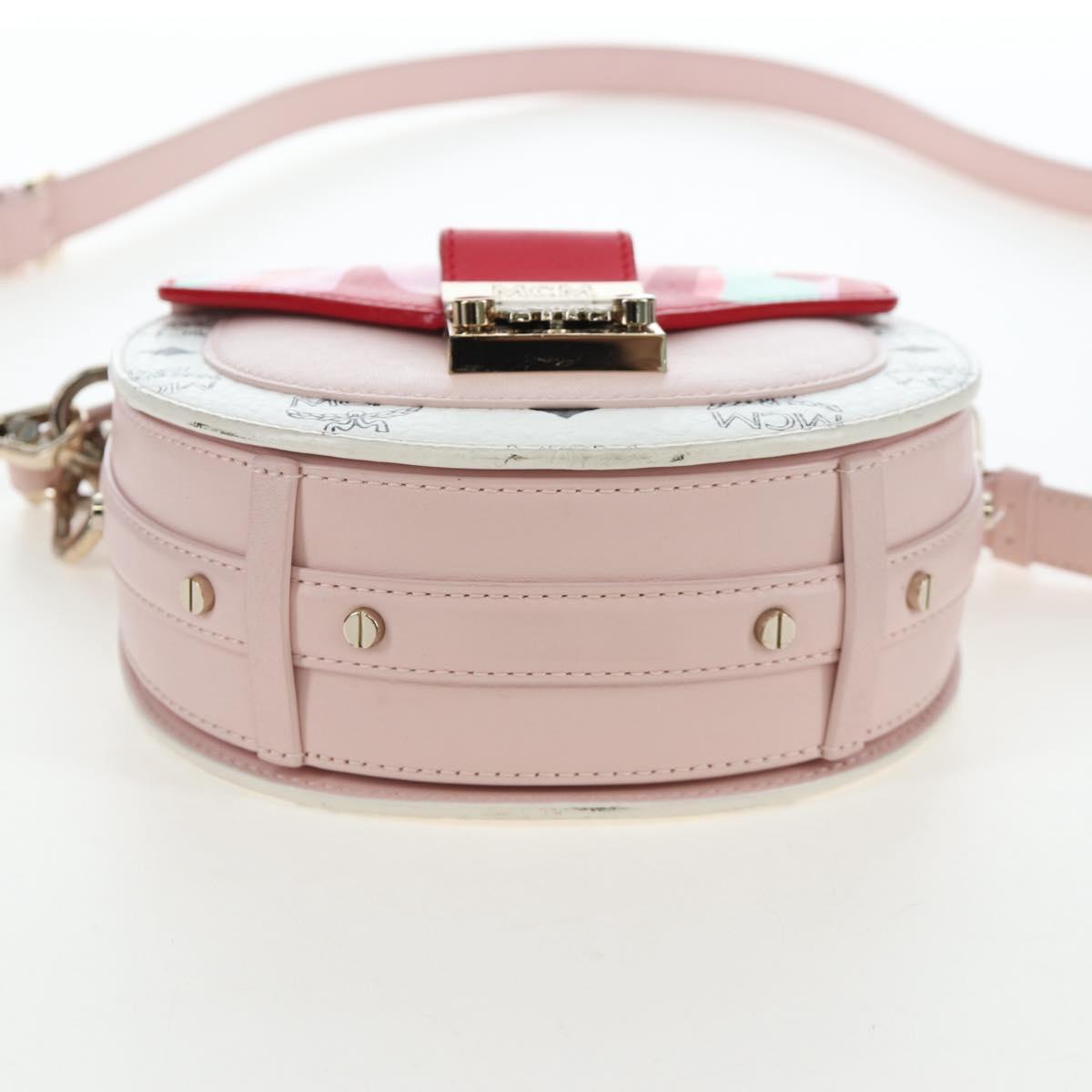MCM Vicetos Tracy Shoulder Bag PVC Leather Pink Silver Auth 205914V
