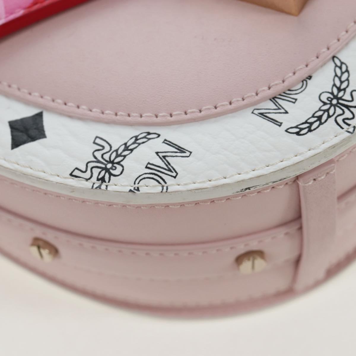 MCM Vicetos Tracy Shoulder Bag PVC Leather Pink Silver Auth 205914V