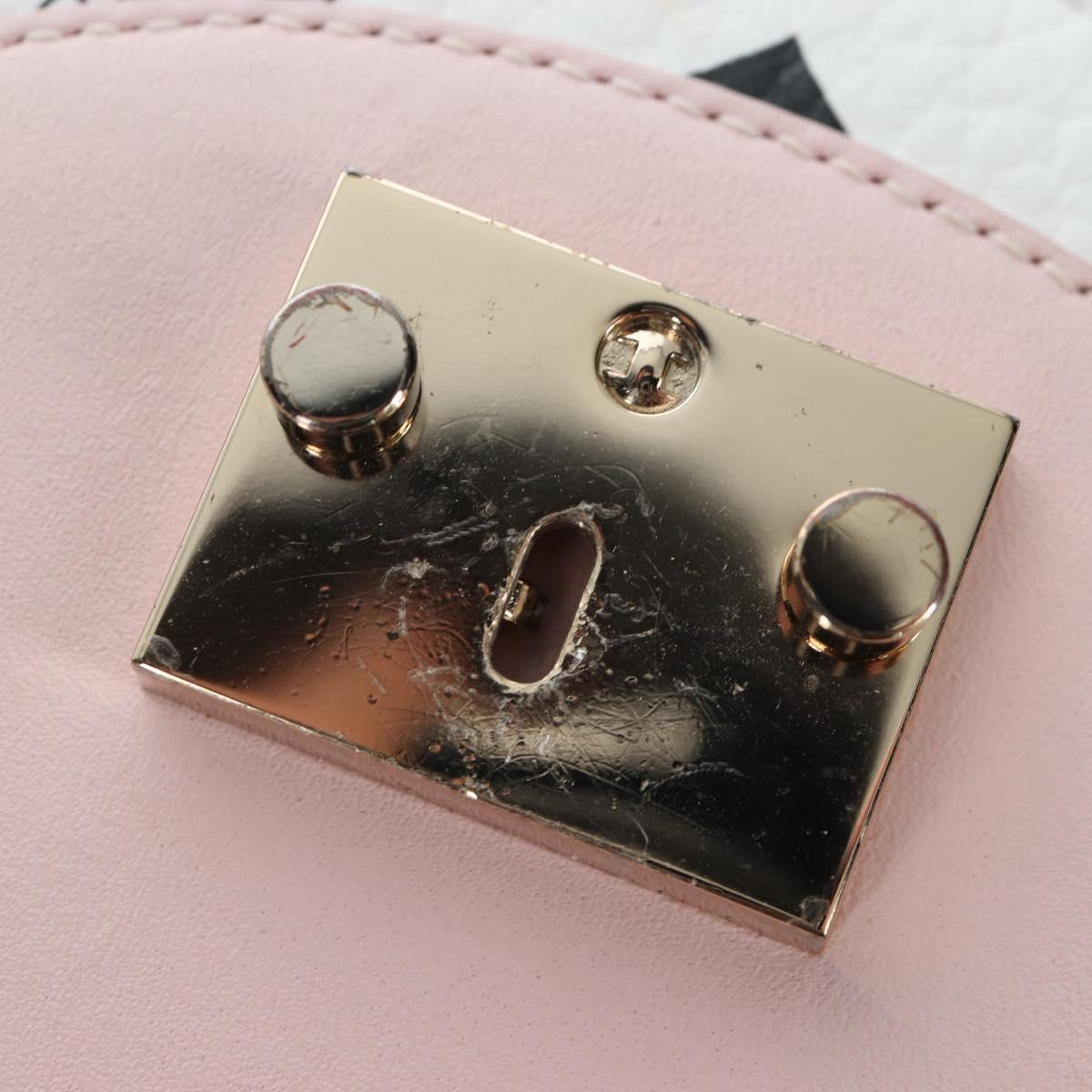 MCM Vicetos Tracy Shoulder Bag PVC Leather Pink Silver Auth 205914V