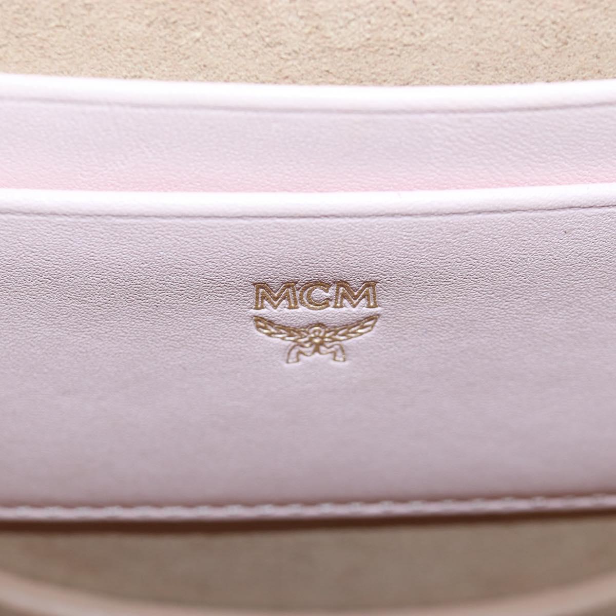 MCM Vicetos Tracy Shoulder Bag PVC Leather Pink Silver Auth 205914V
