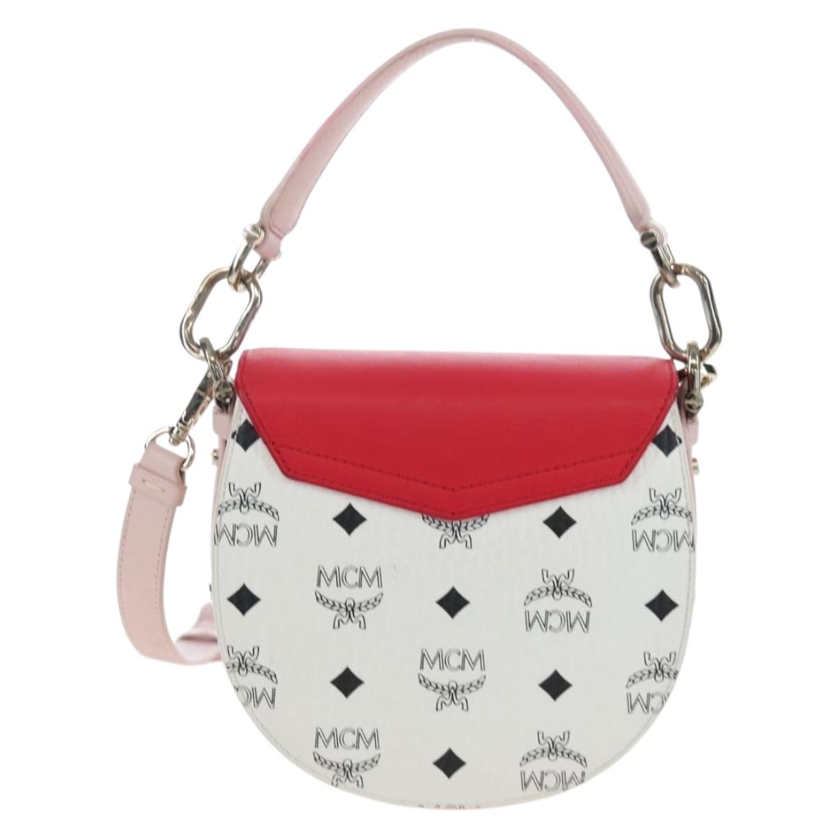MCM Vicetos Tracy Shoulder Bag PVC Leather Pink Silver Auth 205914V