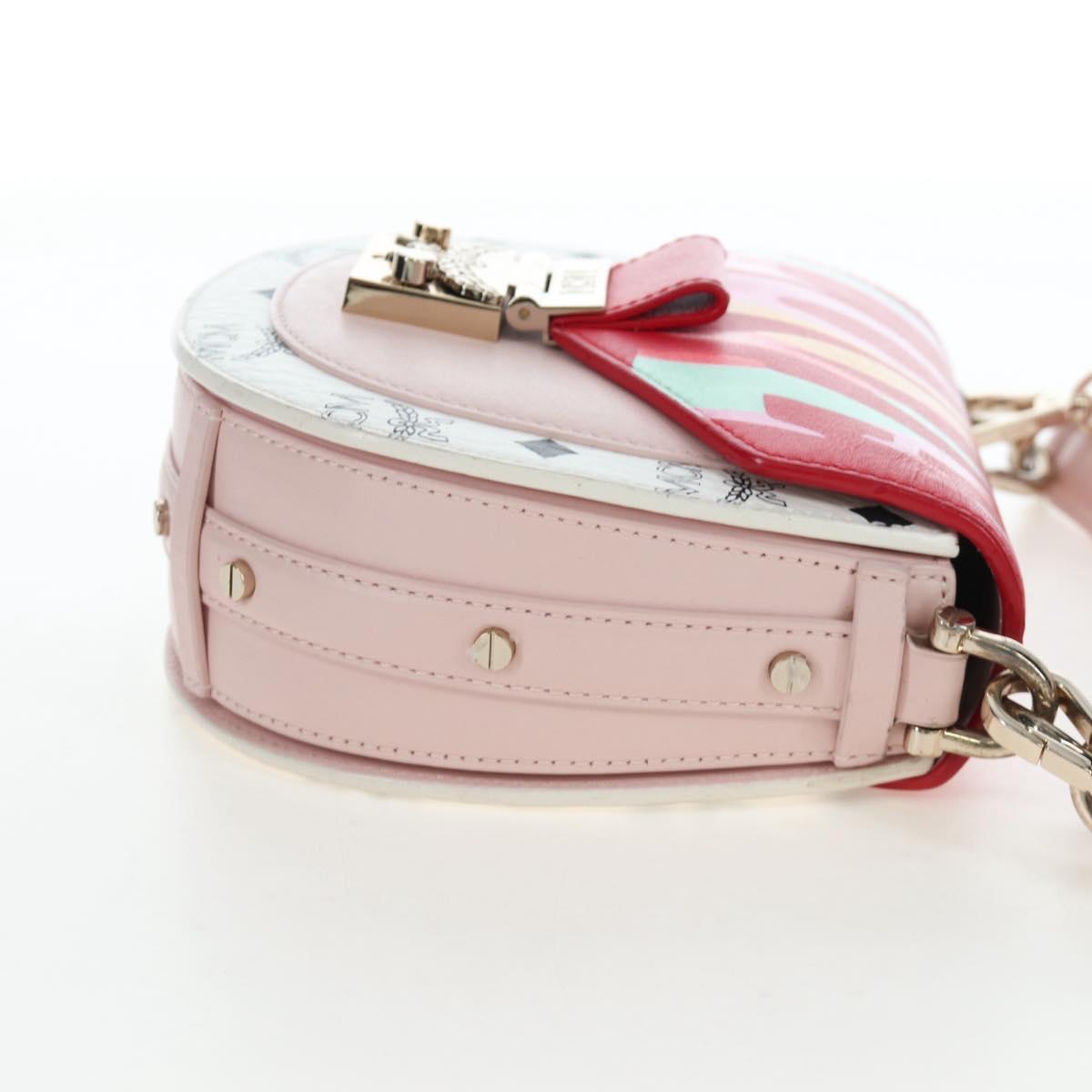 MCM Vicetos Tracy Shoulder Bag PVC Leather Pink Silver Auth 205914V