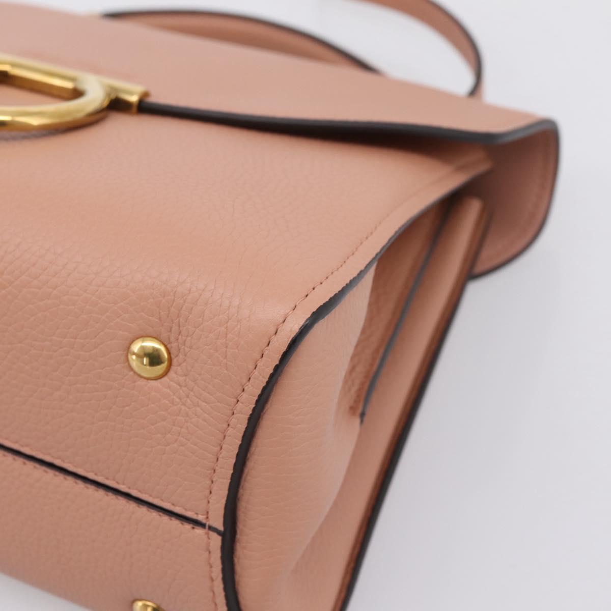 Salvatore Ferragamo Gancini Hand Bag Leather 2way Pink Gold Auth 205916V