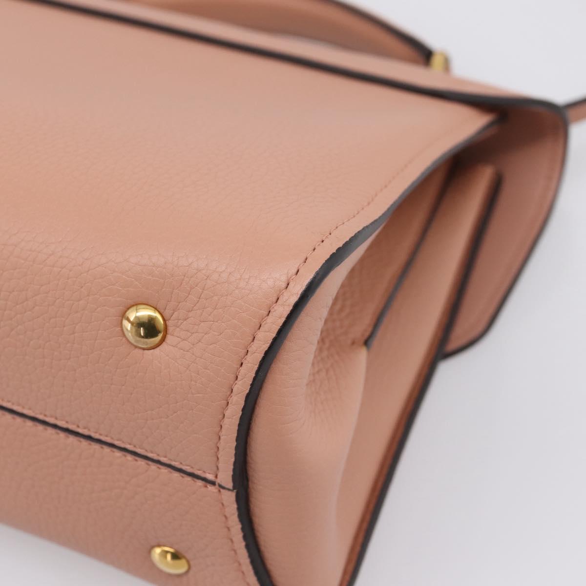 Salvatore Ferragamo Gancini Hand Bag Leather 2way Pink Gold Auth 205916V