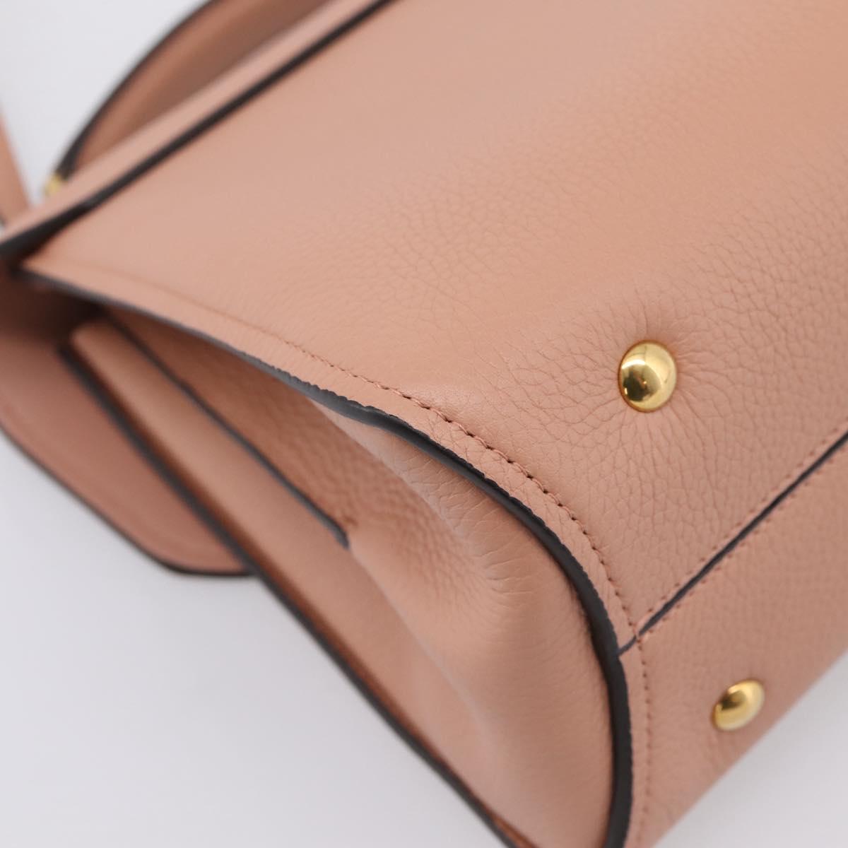Salvatore Ferragamo Gancini Hand Bag Leather 2way Pink Gold Auth 205916V
