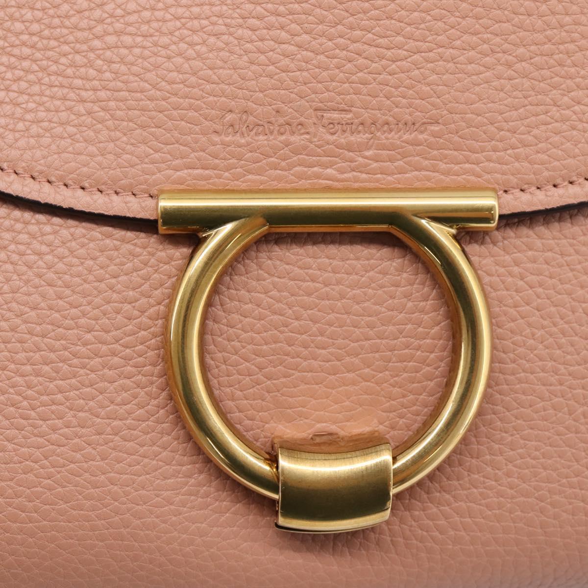 Salvatore Ferragamo Gancini Hand Bag Leather 2way Pink Gold Auth 205916V