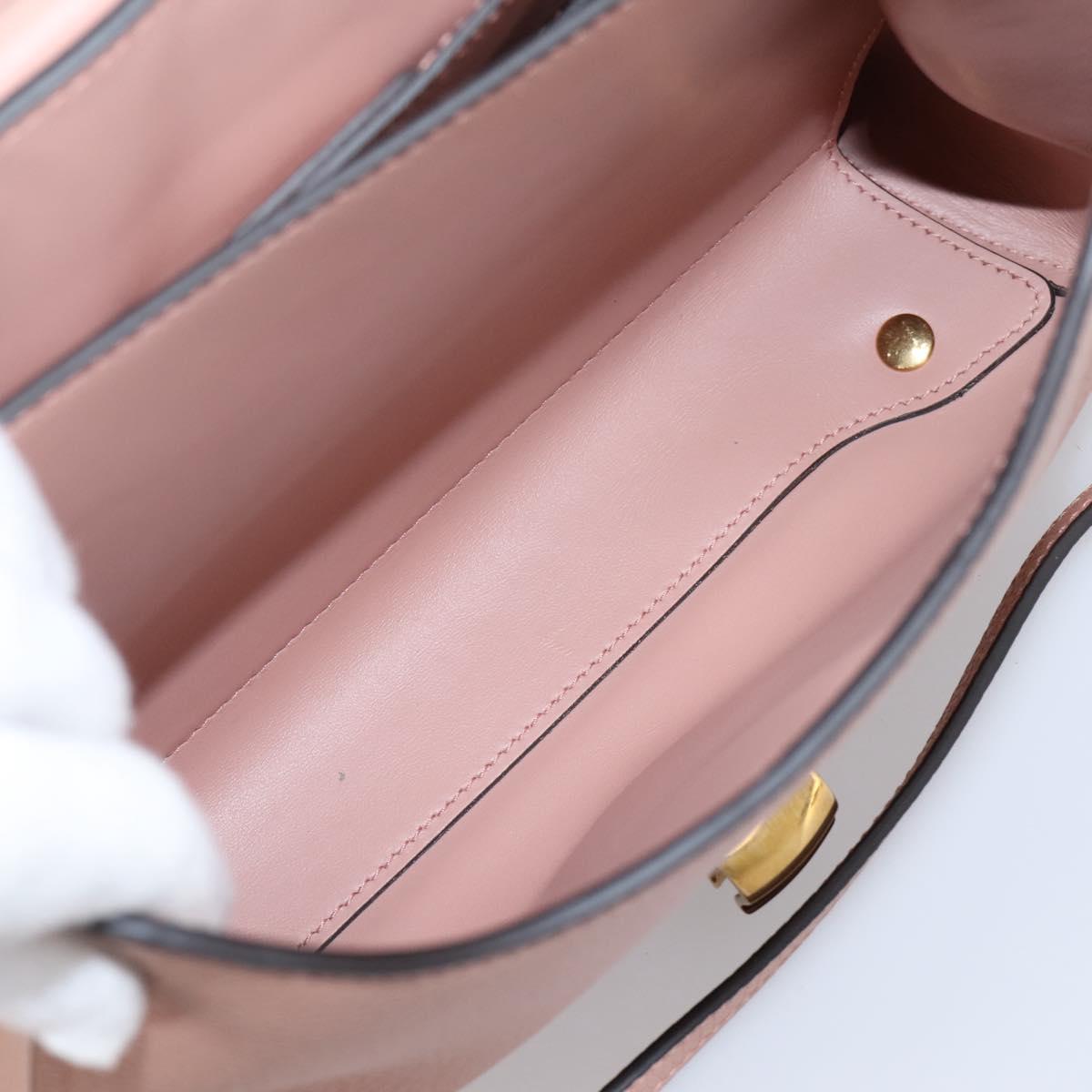 Salvatore Ferragamo Gancini Hand Bag Leather 2way Pink Gold Auth 205916V