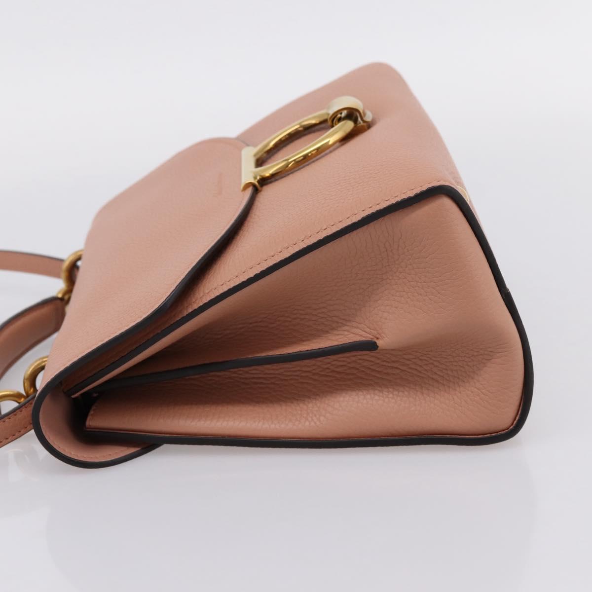 Salvatore Ferragamo Gancini Hand Bag Leather 2way Pink Gold Auth 205916V