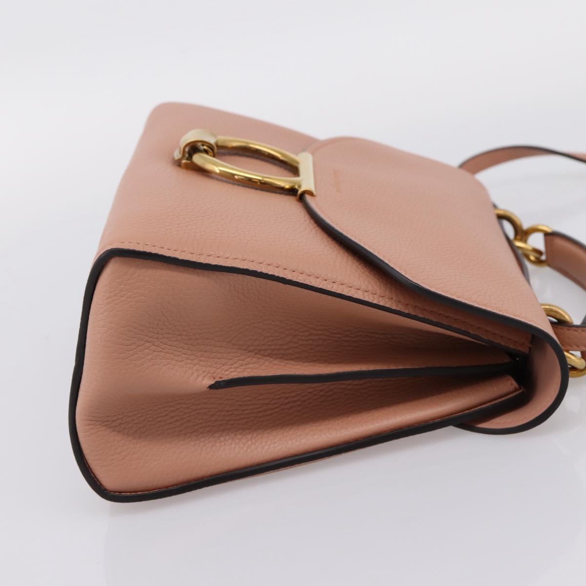 Salvatore Ferragamo Gancini Hand Bag Leather 2way Pink Gold Auth 205916V