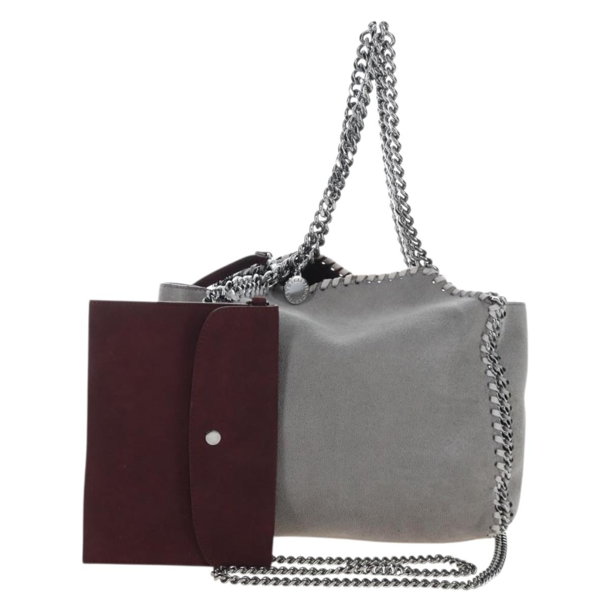 Stella MacCartney Falabella Chain Shoulder Bag Polyester 2way Gray Auth 205919V