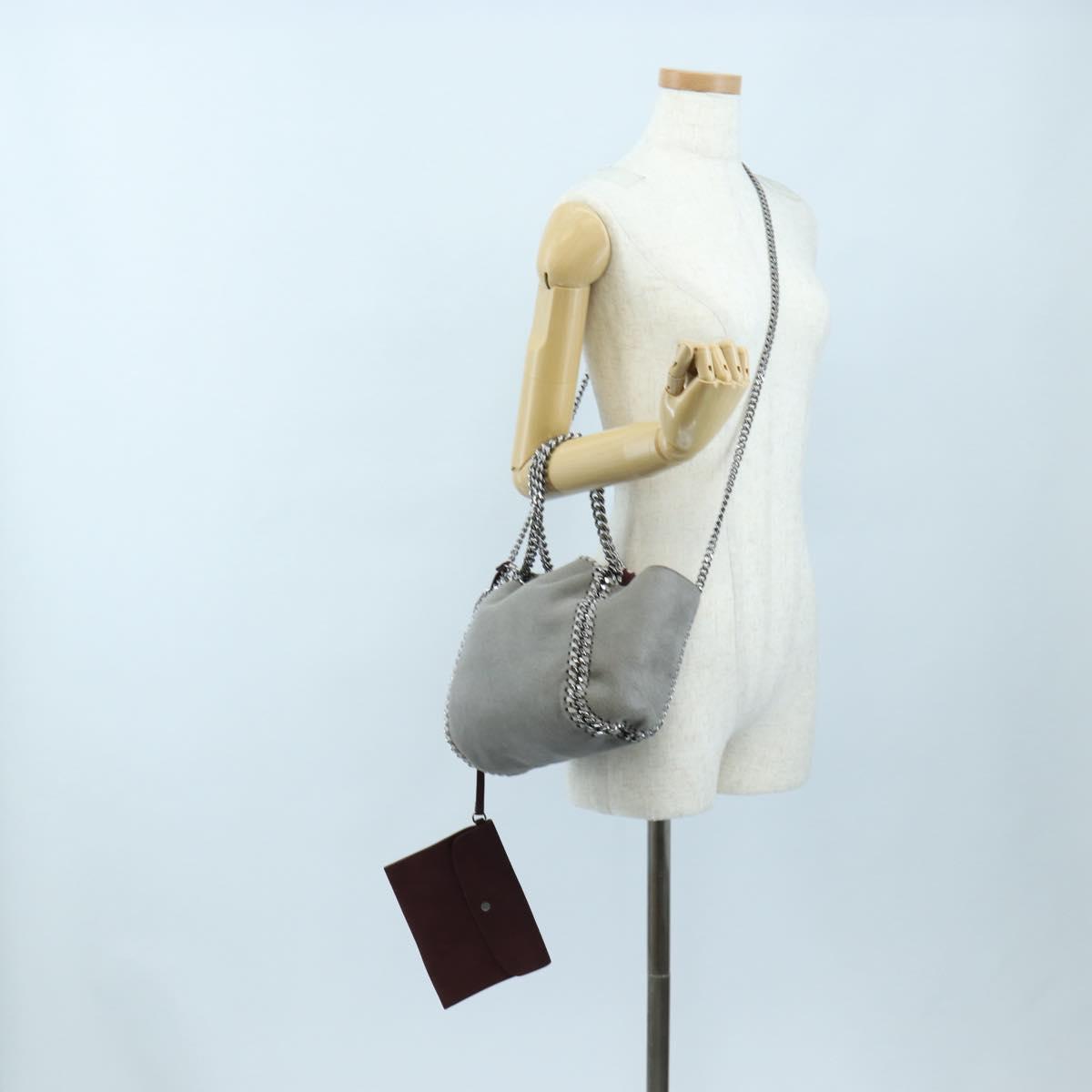 Stella MacCartney Falabella Chain Shoulder Bag Polyester 2way Gray Auth 205919V
