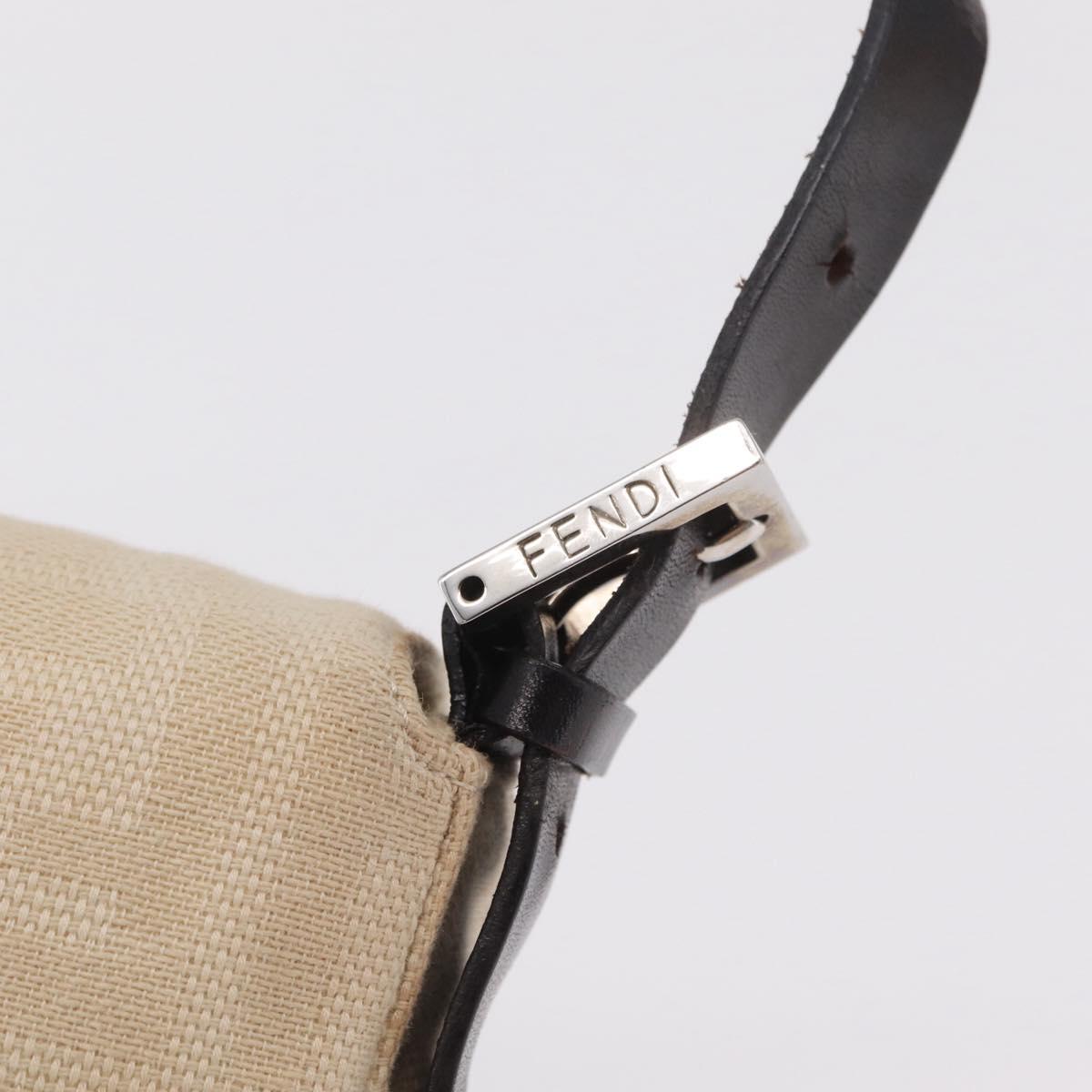 FENDI Zucca Canvas Mamma Baguette Shoulder Bag Ivory Silver Auth 205920