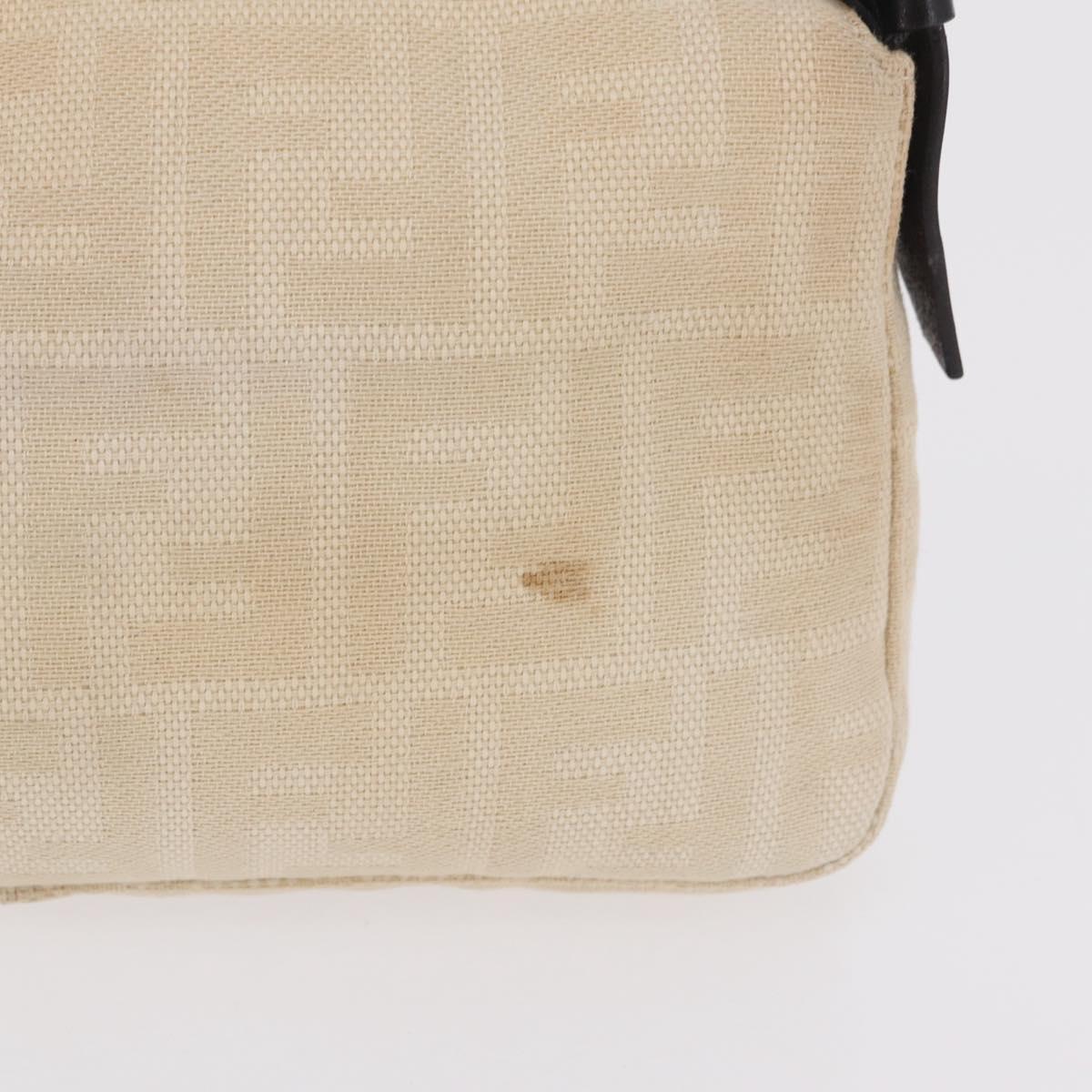 FENDI Zucca Canvas Mamma Baguette Shoulder Bag Ivory Silver Auth 205920