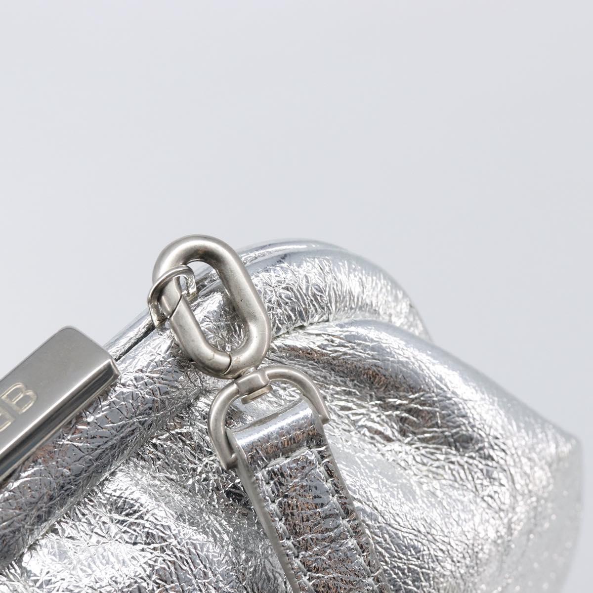 BALENCIAGA Cloudcoin Shoulder Pouch Leather Silver 618915 Auth 205922V