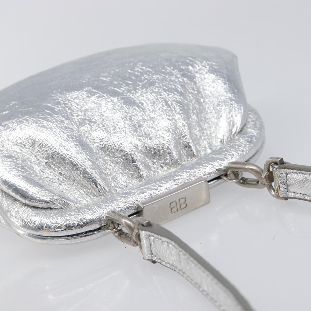 BALENCIAGA Cloudcoin Shoulder Pouch Leather Silver 618915 Auth 205922V