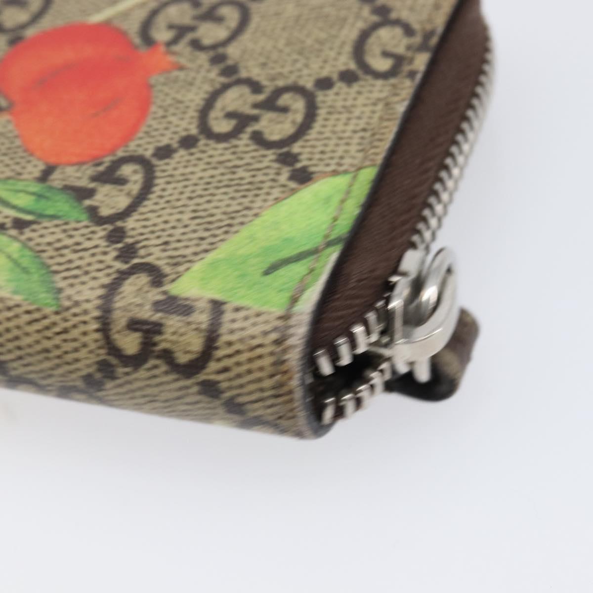 GUCCI GG Supreme Coin Purse PVC Beige Silver 427013 Auth 205924A