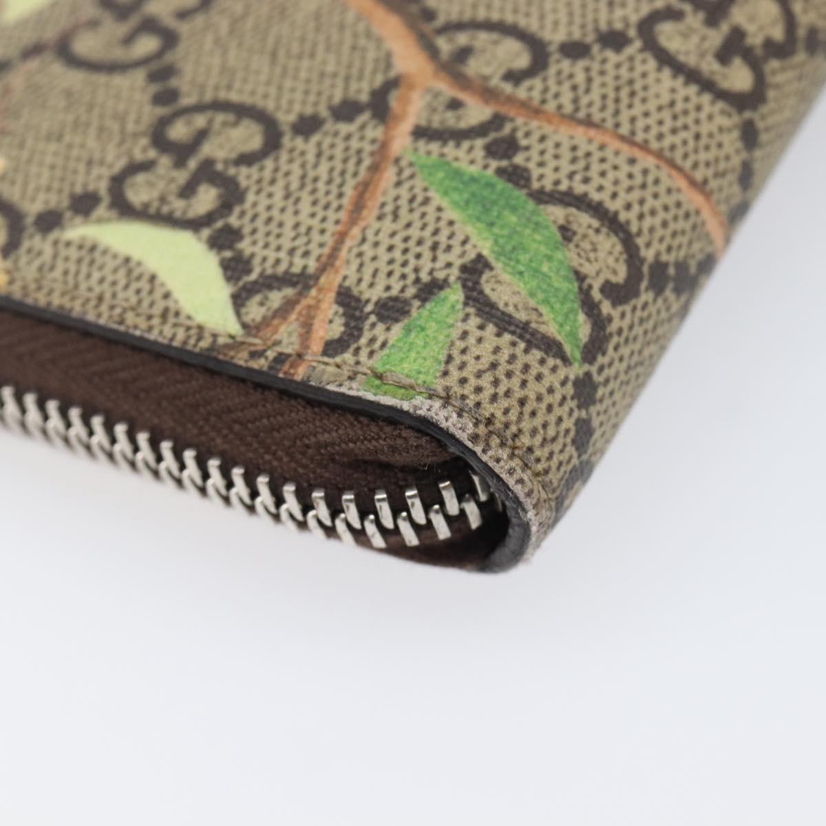 GUCCI GG Supreme Coin Purse PVC Beige Silver 427013 Auth 205924A