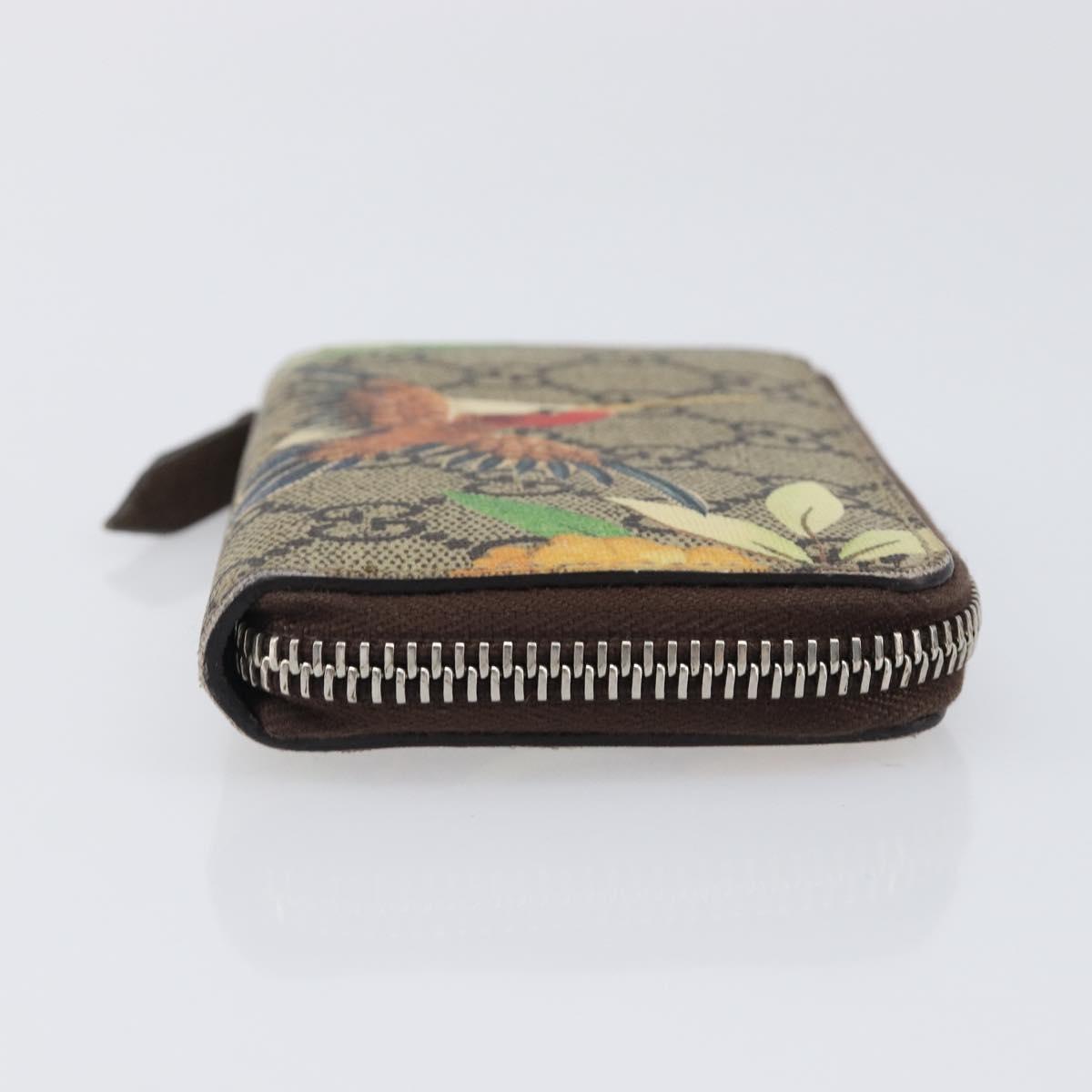 GUCCI GG Supreme Coin Purse PVC Beige Silver 427013 Auth 205924A