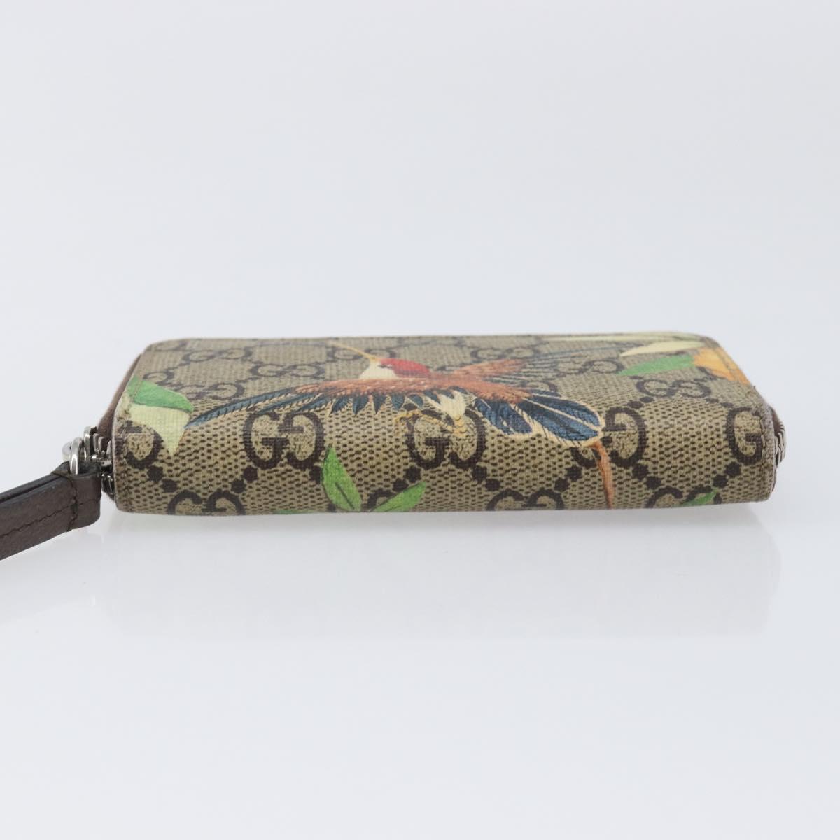 GUCCI GG Supreme Coin Purse PVC Beige Silver 427013 Auth 205924A