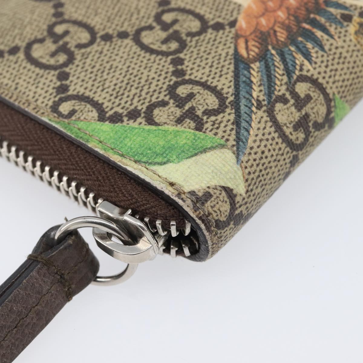 GUCCI GG Supreme Coin Purse PVC Beige Silver 427013 Auth 205924A
