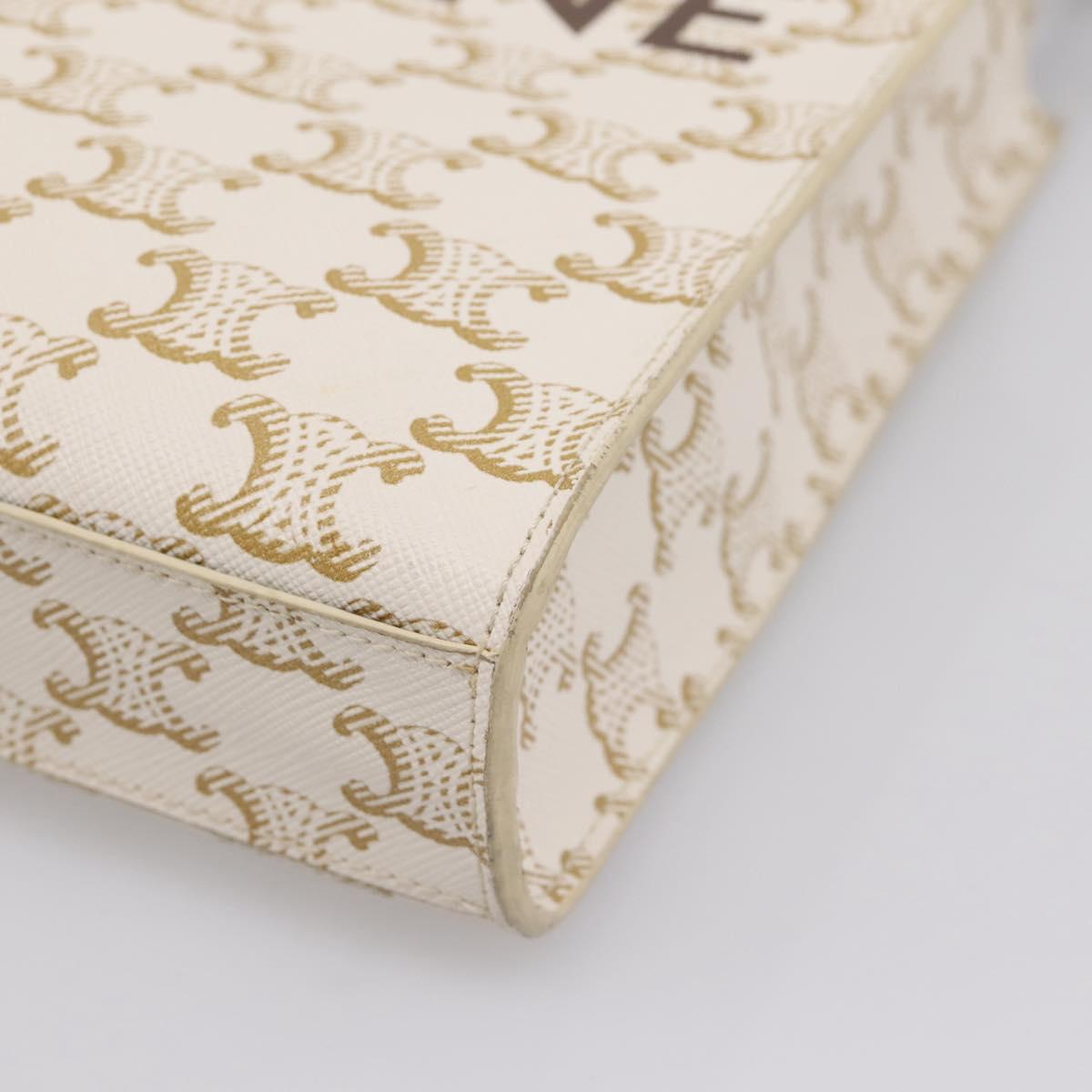 CELINE Macadam Vertical Cabas Hand Bag PVC 2way Ivory Gold Tone Auth 205927M