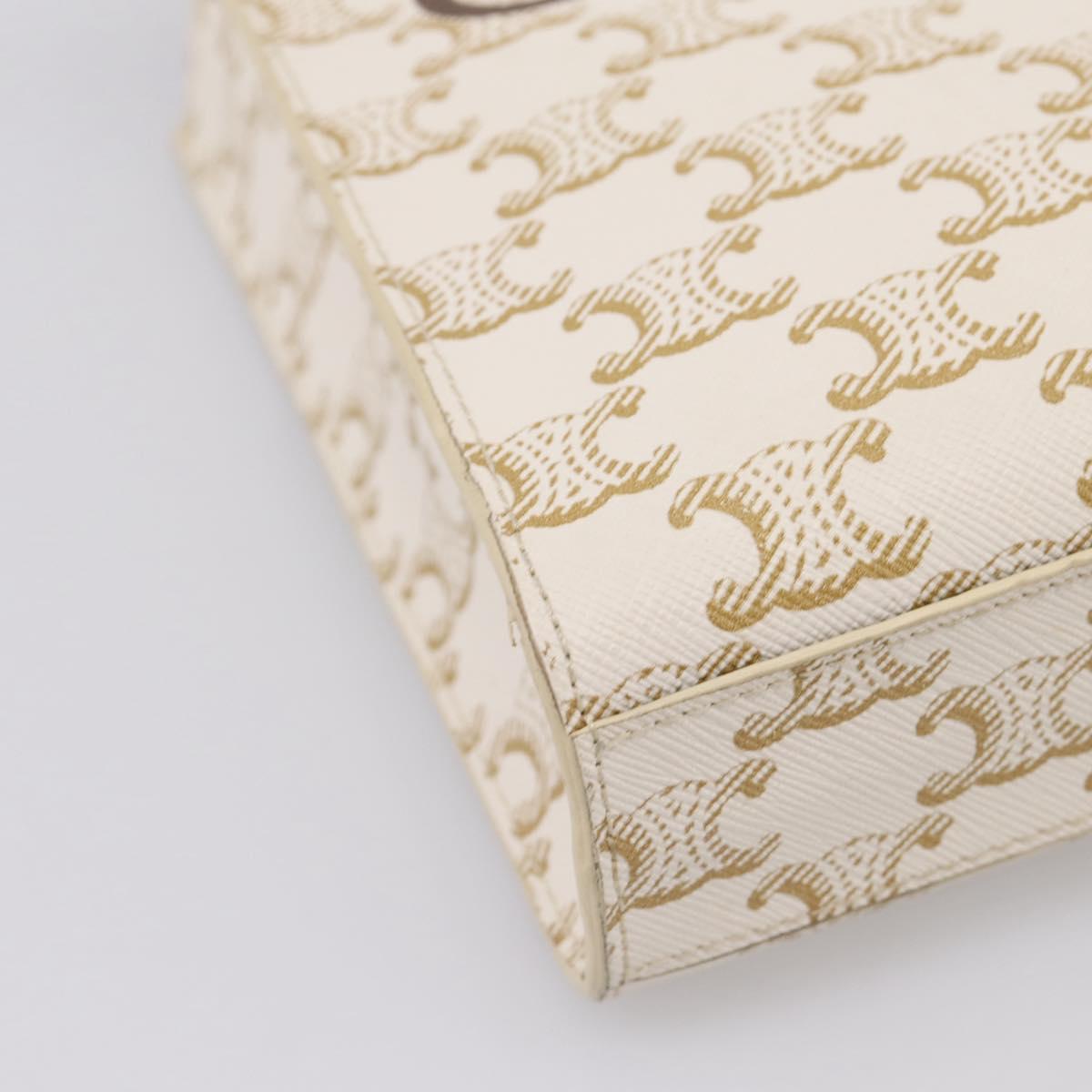 CELINE Macadam Vertical Cabas Hand Bag PVC 2way Ivory Gold Tone Auth 205927M