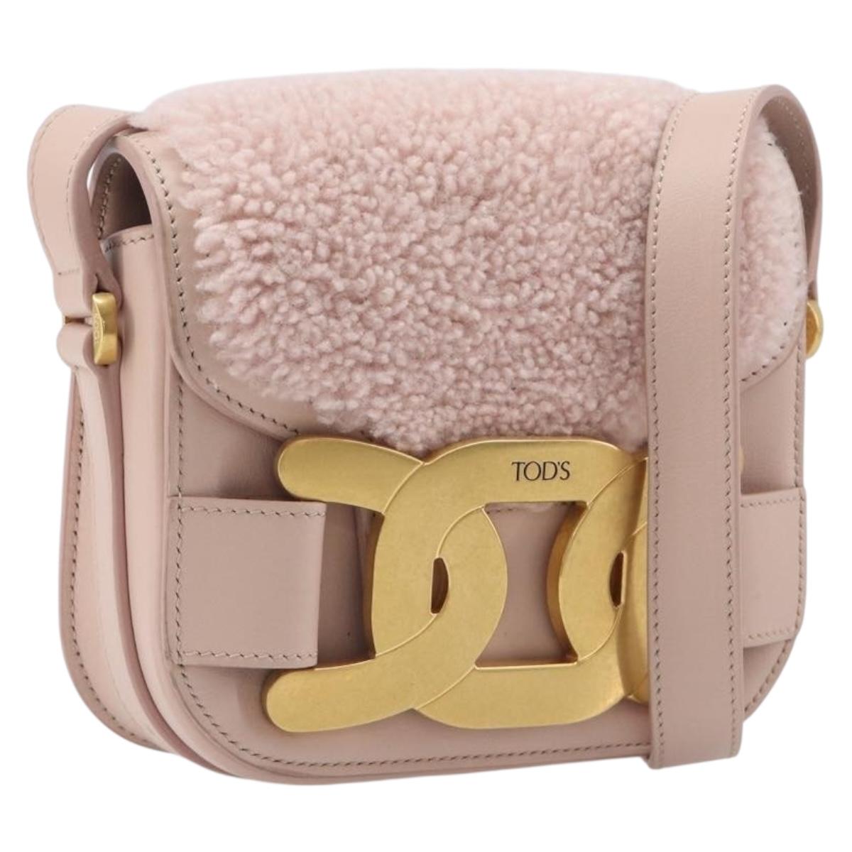 TODfS Kate Shoulder Bag Mouton Pink Gold Tone Auth 205929V