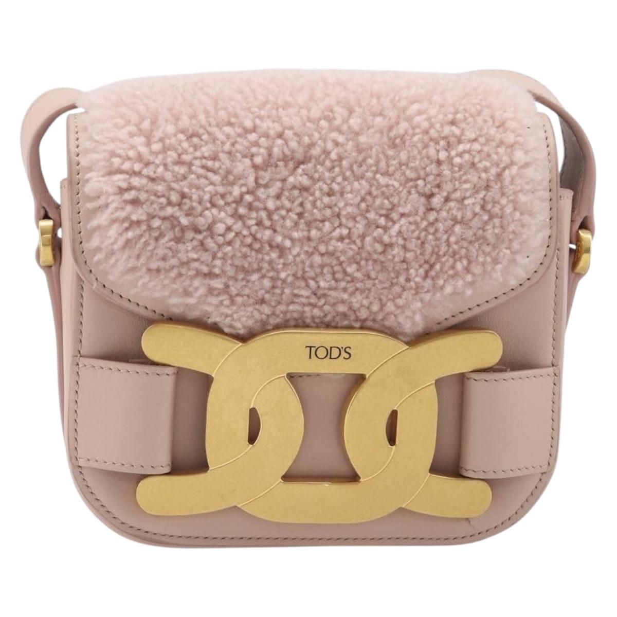 TODfS Kate Shoulder Bag Mouton Pink Gold Tone Auth 205929V