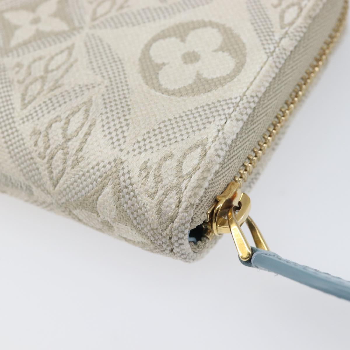 LOUIS VUITTON SINCE1854 Zippy Coin Purse Canvas Ivory Blue M81095 Auth 205941A