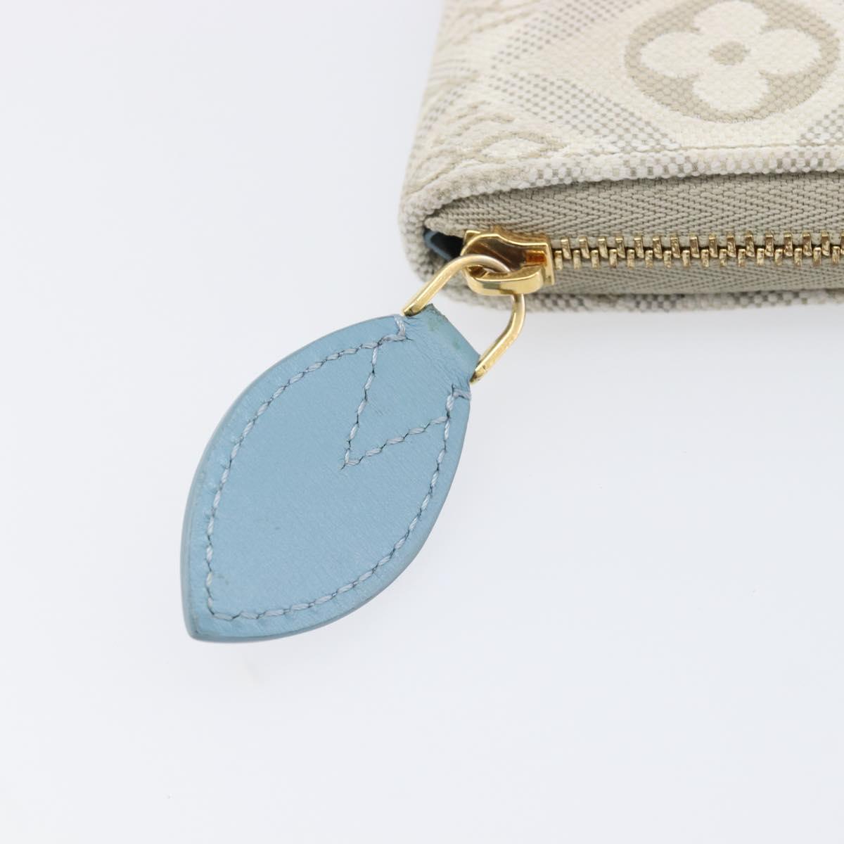 LOUIS VUITTON SINCE1854 Zippy Coin Purse Canvas Ivory Blue M81095 Auth 205941A