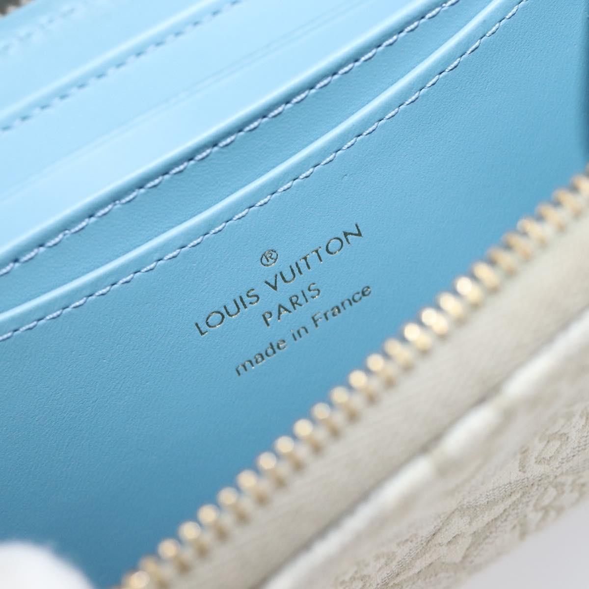 LOUIS VUITTON SINCE1854 Zippy Coin Purse Canvas Ivory Blue M81095 Auth 205941A