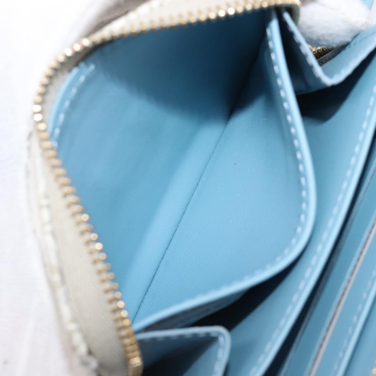 LOUIS VUITTON SINCE1854 Zippy Coin Purse Canvas Ivory Blue M81095 Auth 205941A