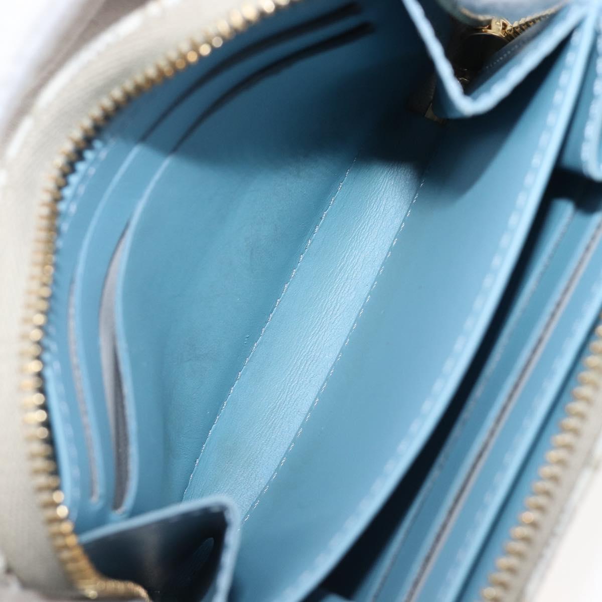 LOUIS VUITTON SINCE1854 Zippy Coin Purse Canvas Ivory Blue M81095 Auth 205941A