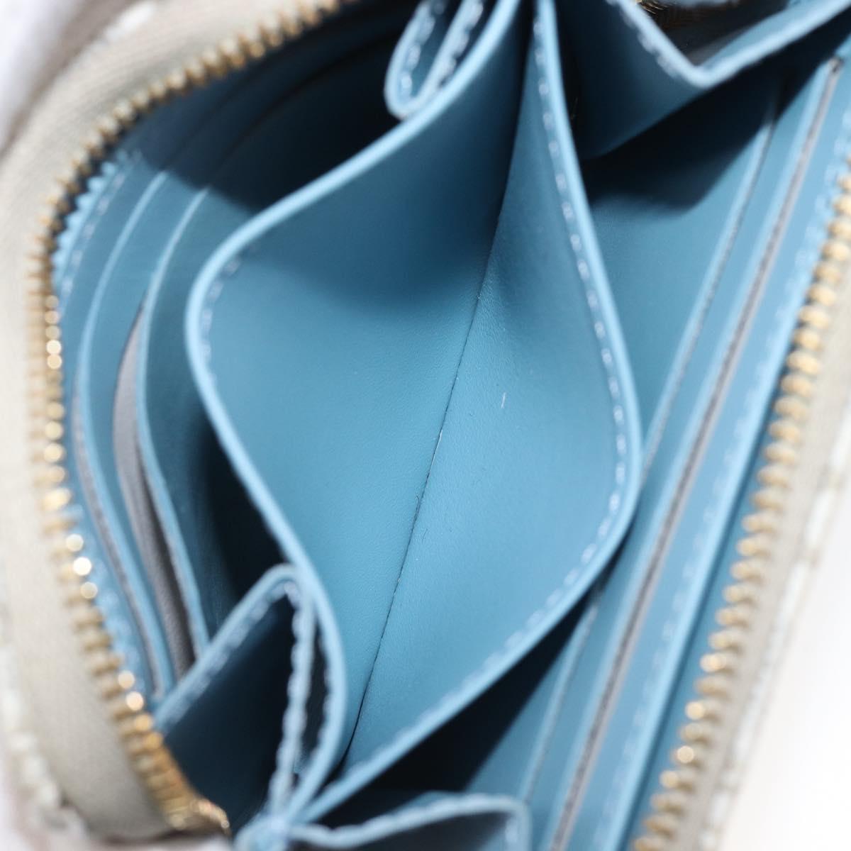 LOUIS VUITTON SINCE1854 Zippy Coin Purse Canvas Ivory Blue M81095 Auth 205941A