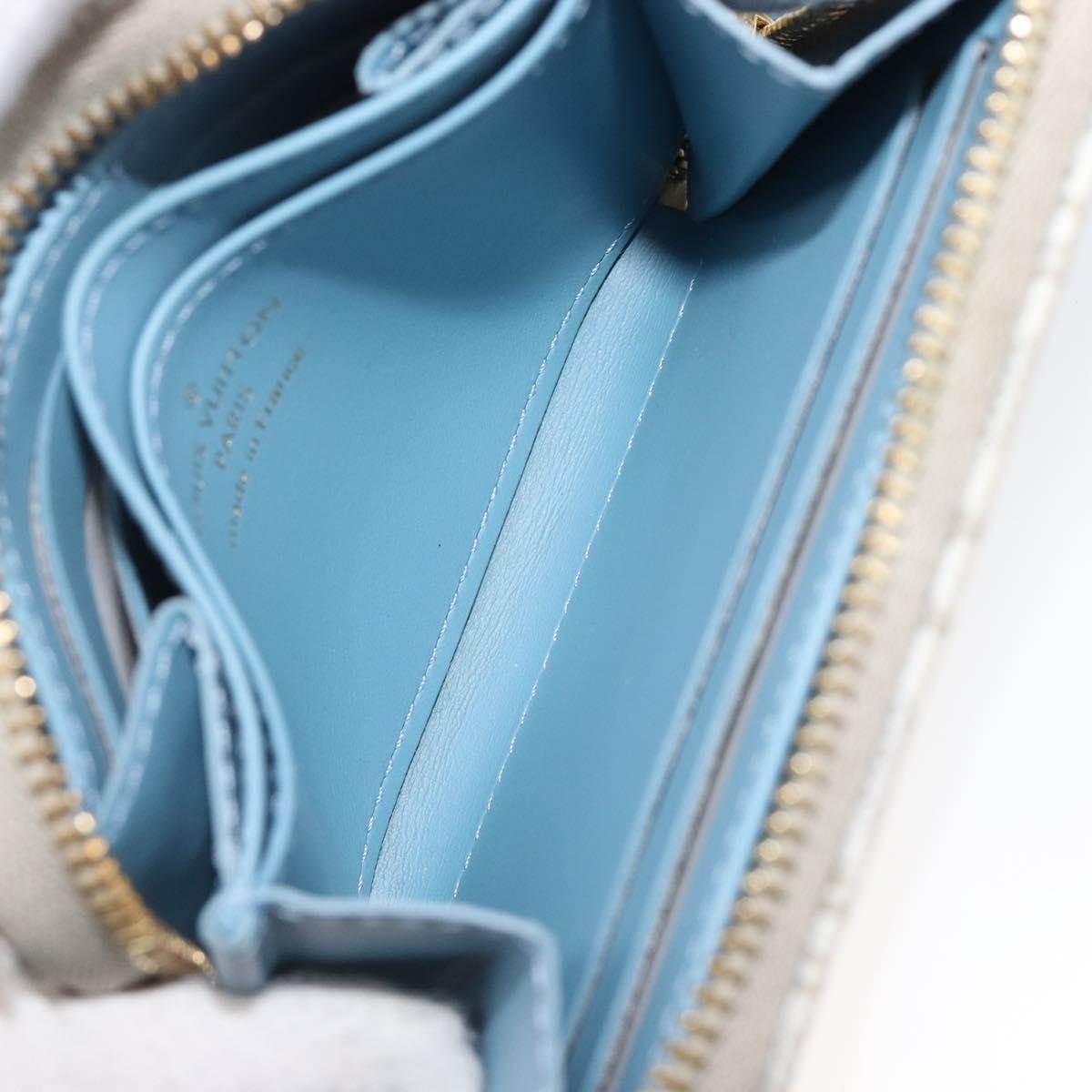 LOUIS VUITTON SINCE1854 Zippy Coin Purse Canvas Ivory Blue M81095 Auth 205941A